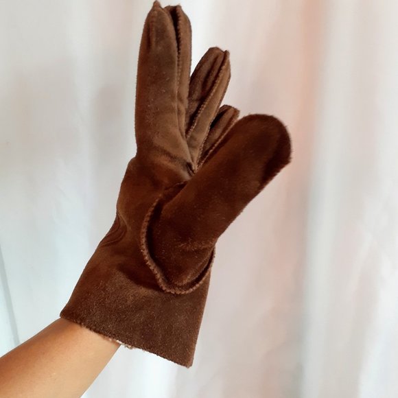 Brown suede gloves - Picture 7 of 7